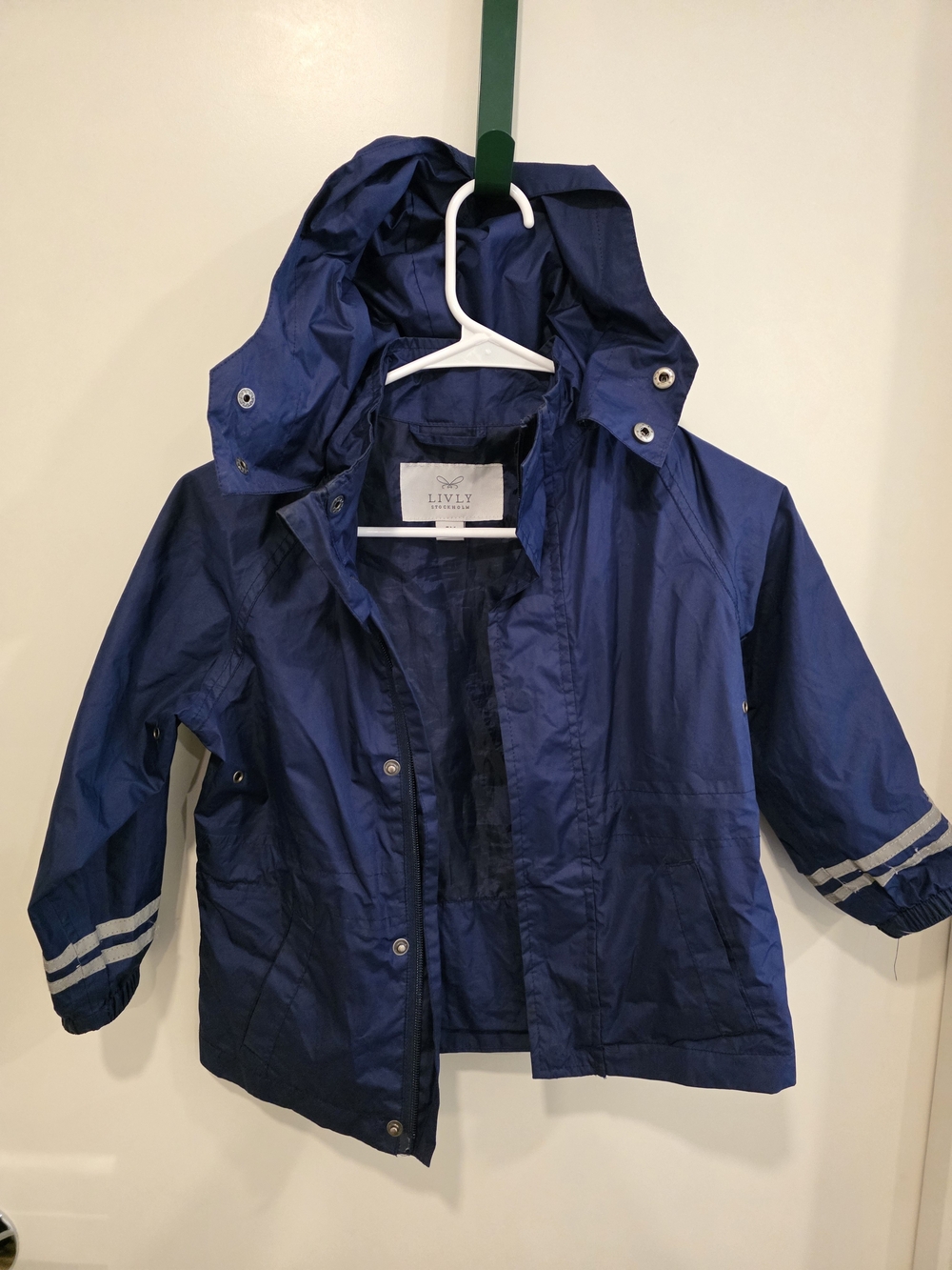 Lively Kids Navy Hooded Raincoat with Reflective Cuffs